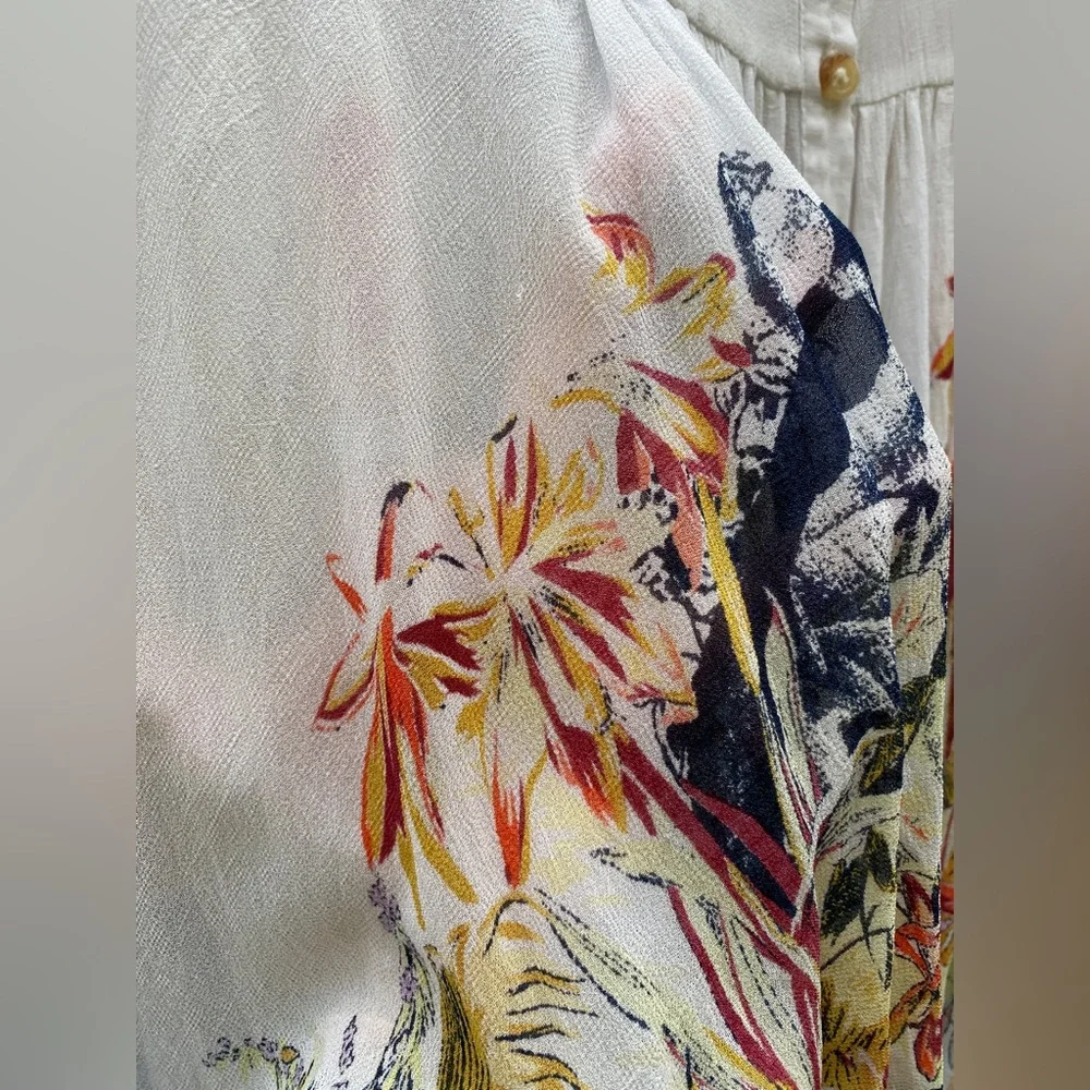 Anthropologie Maeve Portia Floral SemiSheer Blouse Size M/L - Picture 7 of 7